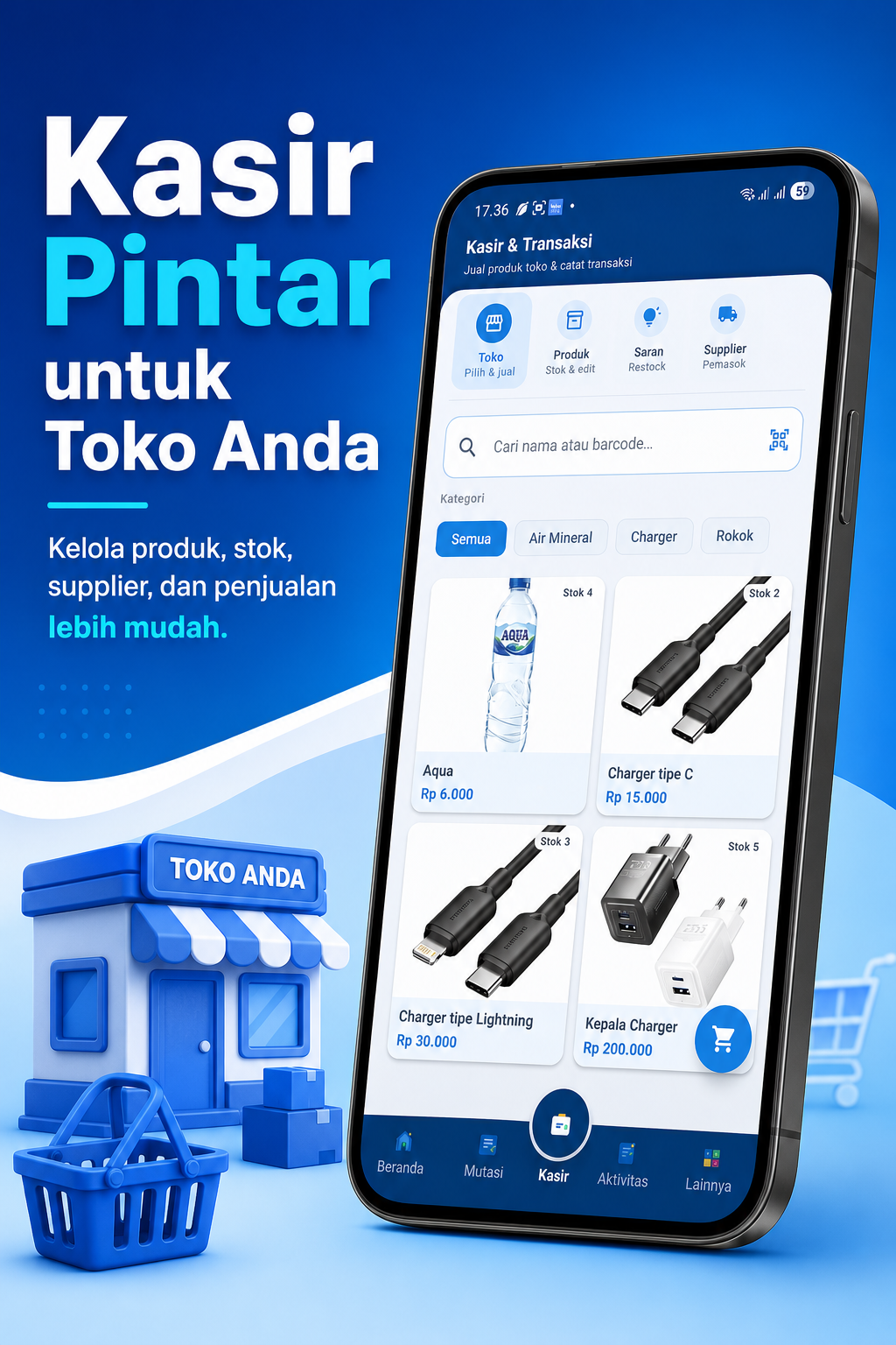 Tampilan penjualan kasir Reload Pulsa